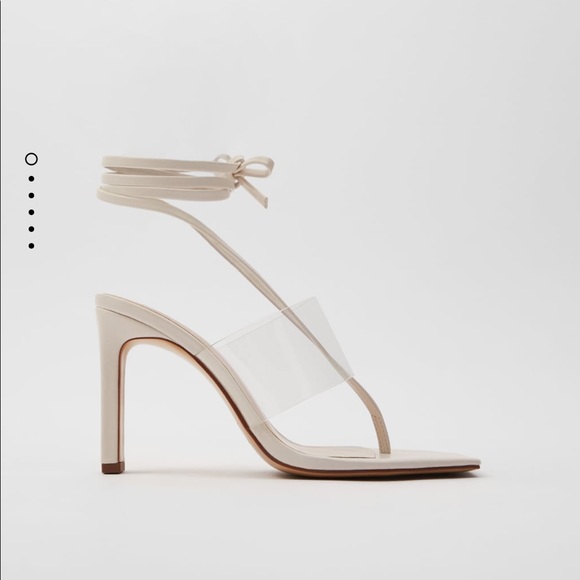 Zara Shoes - Zara heeled vinyl sandals with tie NWT